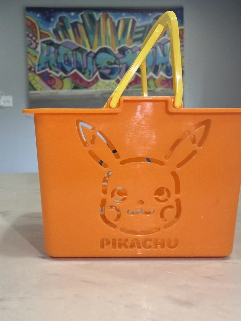 Pikachu Orange Mini Basket with Yellow Handles made in Japan